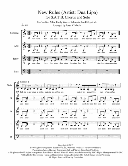 Free Sheet Music New Rules Satb A Cappella