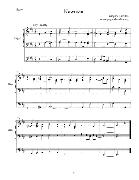 Newman Alternate Harmonization For Organ Sheet Music