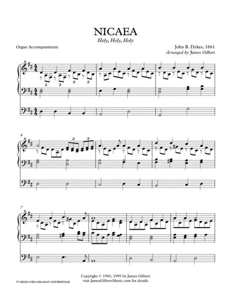 Free Sheet Music Nicea Holy Holy Holy Ora