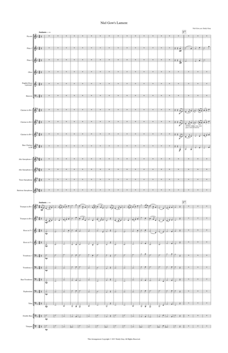 Free Sheet Music Niel Gows Lament Concert Band Score