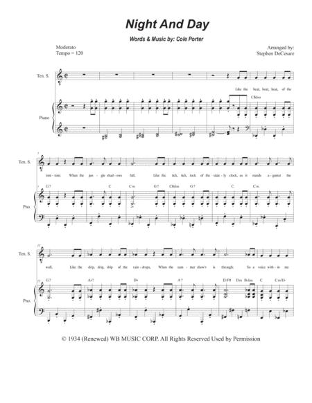 Night And Day For Tenor Solo And Ttbb Sheet Music