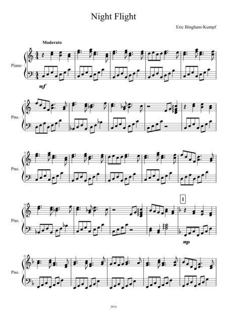 Free Sheet Music Night Flight