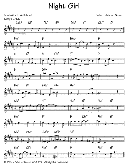 Night Girl Sheet Music