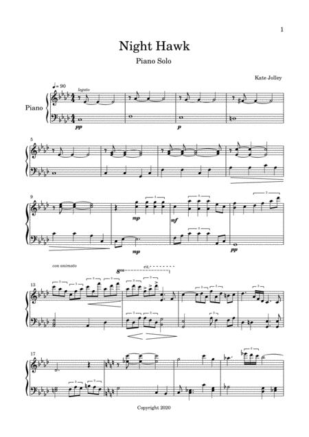 Free Sheet Music Night Hawk Piano Solo