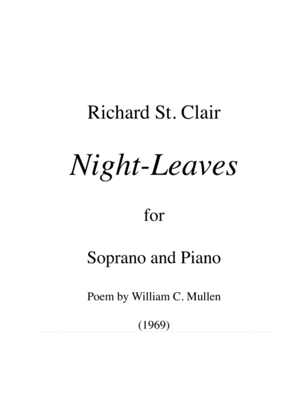 Night Leaves A Song For Soprano And Piano Sheet Music