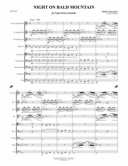 Night On Bald Mountain For 9 Part Brass Ensemble Sheet Music