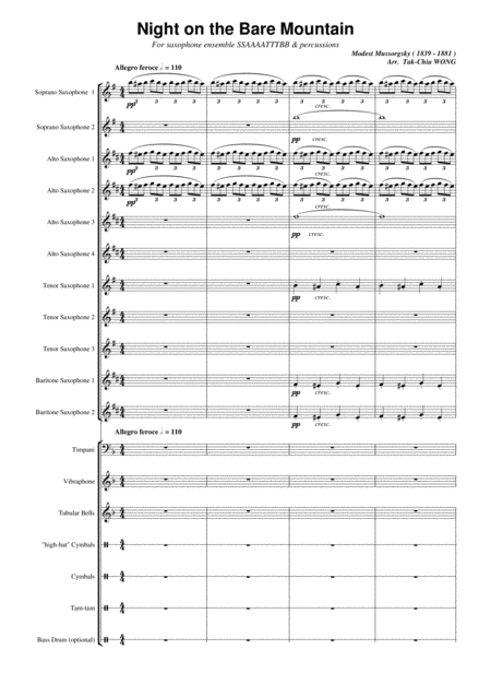 Free Sheet Music Night On The Bare Mountain Arranged For Saxophone Ensemble Score And Parts