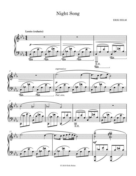 Free Sheet Music Night Song Piano Solo