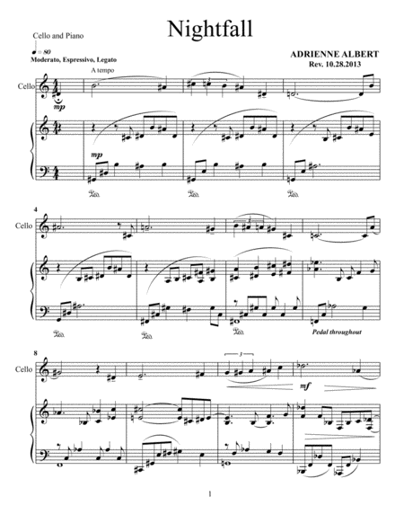 Free Sheet Music Nightfall For Cello And Piano