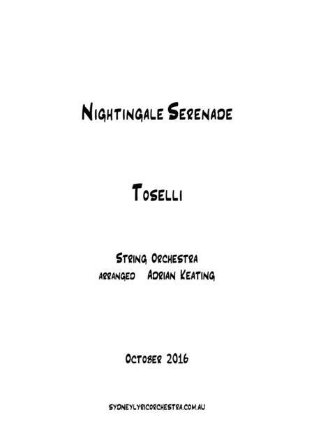 Nightingale Serenade Toselli String Chamber Orchestra 6 Parts Intermediate To Professional Ensemble Sheet Music