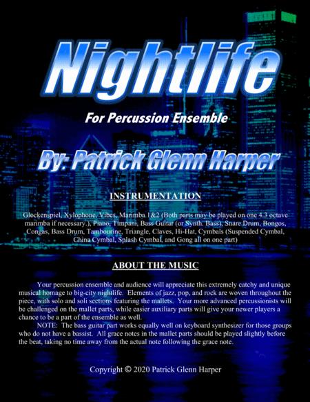 Free Sheet Music Nightlife For Percussion Ensemble