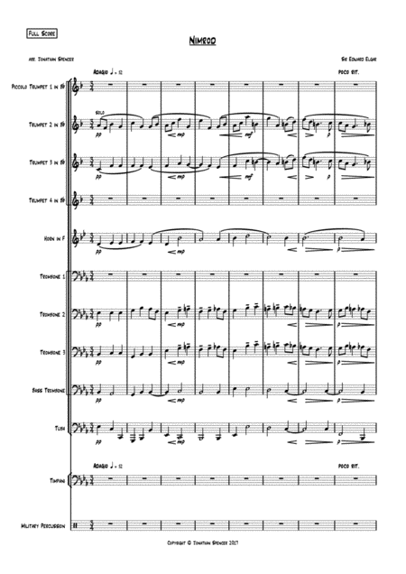 Nimrod For Brass Ensemble Sheet Music