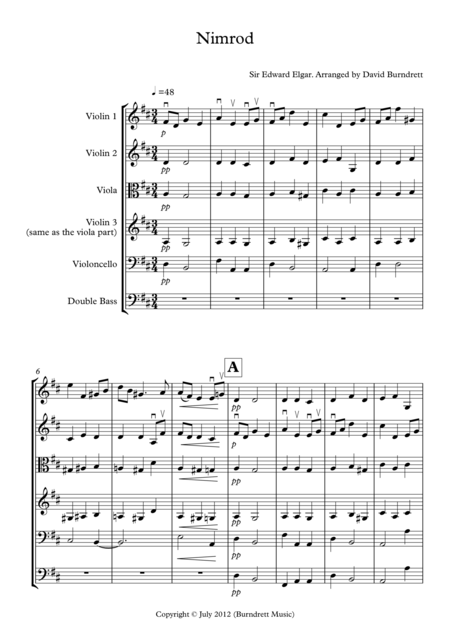 Free Sheet Music Nimrod For String Orchestra