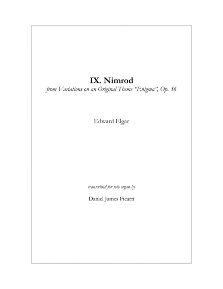 Nimrod Solo Organ Sheet Music