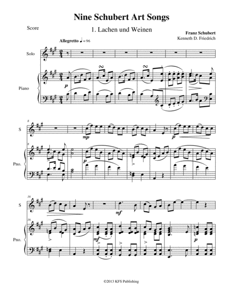 Free Sheet Music Nine Schubert Art Songs