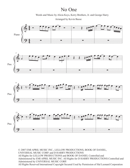 Free Sheet Music No One Easy Key Of C Piano