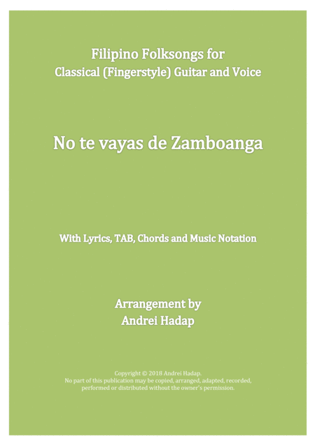 No Te Vayas De Zamboanga Fingerstyle Guitar With Tab Sheet Music