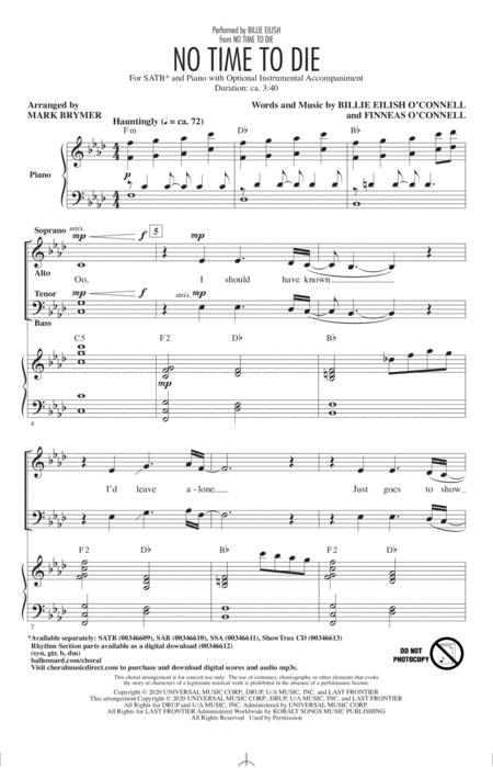 Free Sheet Music No Time To Die Arr Mark Brymer