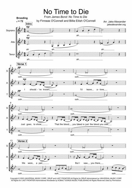 Free Sheet Music No Time To Die Sat A Cappella