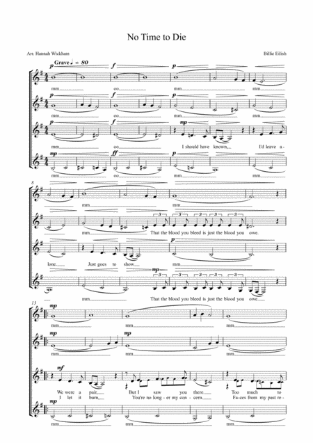 Free Sheet Music No Time To Die Ssaa A Capella