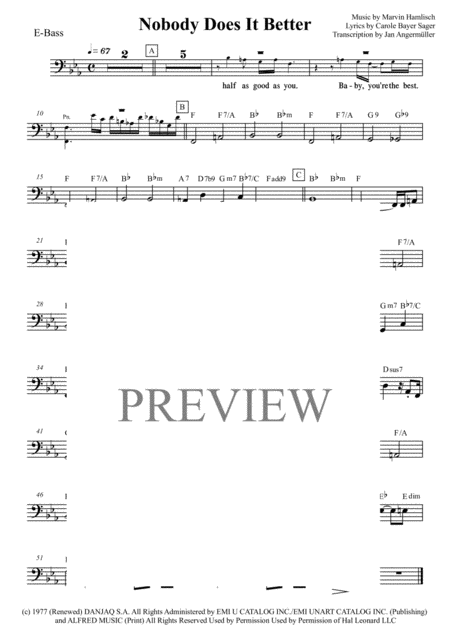 Nobody Does It Better From The Spy Who Loved Me For Jazz Combo W Vocal Transcription Of Original Recording For James Bond Sheet Music