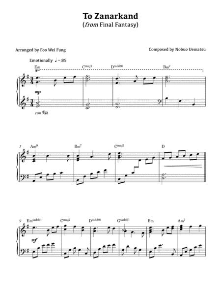 Free Sheet Music Nobuo Uematsu To Zanarkand