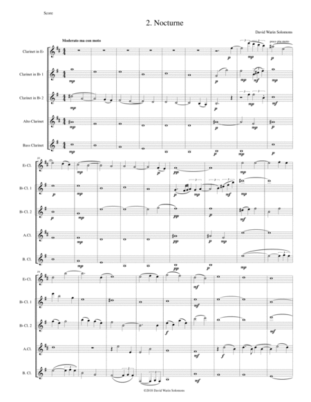 Free Sheet Music Nocturne For Clarinet Quintet E Flat 2 B Flats Alto And Bass