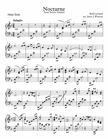 Free Sheet Music Nocturne For Harp Solo