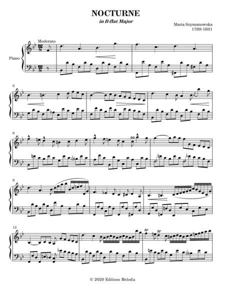 Nocturne In B Flat Major Szymanowska Sheet Music