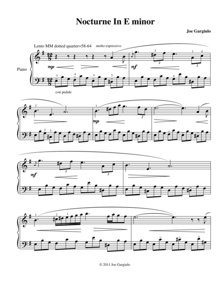 Free Sheet Music Nocturne In E Minor