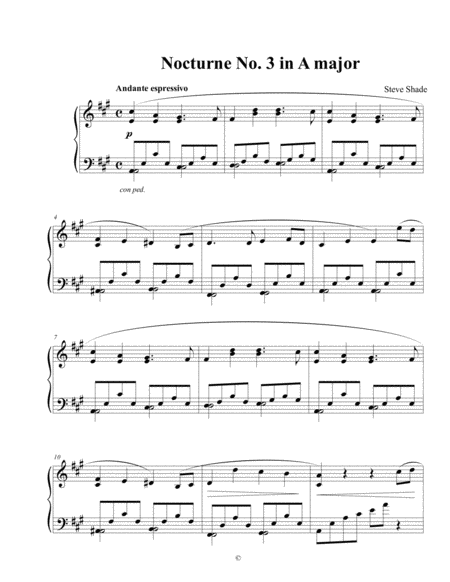 Nocturne No 3 In A Major Sheet Music