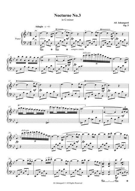 Nocturne No 3 In G Minor Op 5 Sheet Music