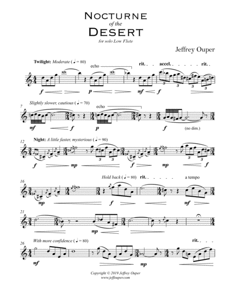 Free Sheet Music Nocturne Of The Desert For Solo Alto Bass Flute