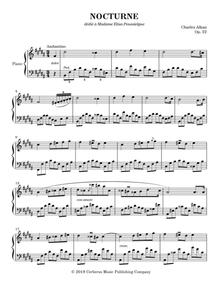 Free Sheet Music Nocturne Op 22 Alkan