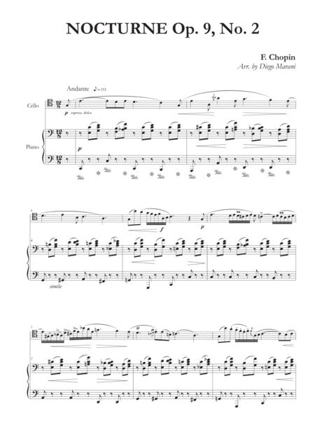 Free Sheet Music Nocturne Op 9 No 2 For Cello And Piano