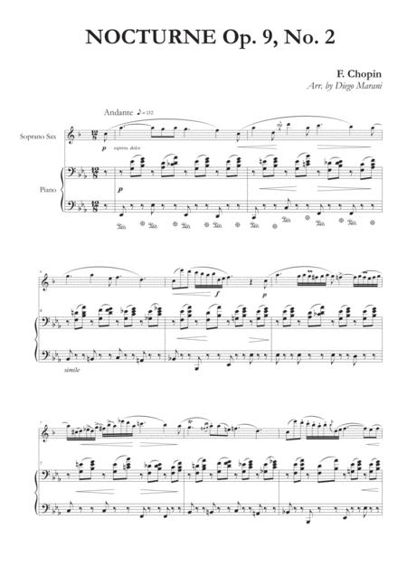 Free Sheet Music Nocturne Op 9 No 2 For Soprano Saxophone And Piano
