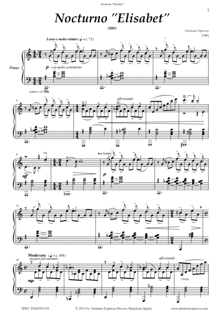 Free Sheet Music Nocturno Elisabet