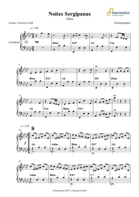 Noites Sergipanas Dominguinhos Partitura Para Acordeon Sheet Music For Accordion Sheet Music