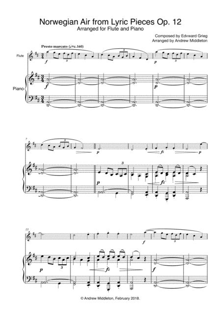 Norwegian Air For Flute And Piano Sheet Music