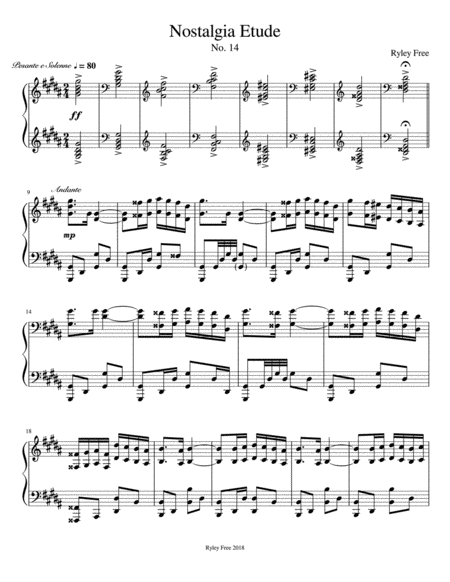 Free Sheet Music Nostalgia Etude