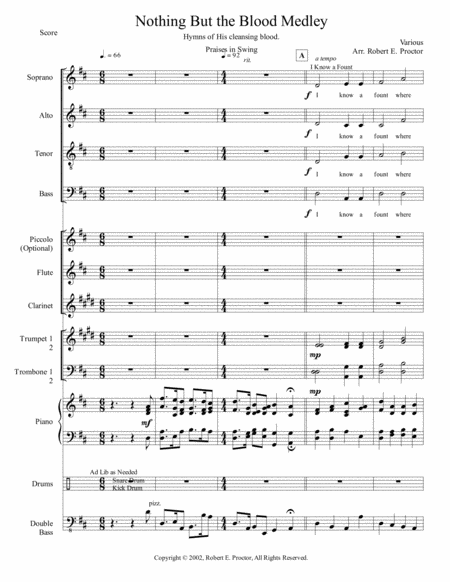 Free Sheet Music Nothing But The Blood Medley