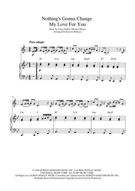 Nothing Gonna Change My Love For You For Tenor Saxophone Solo And Piano Accompaniment Sheet Music