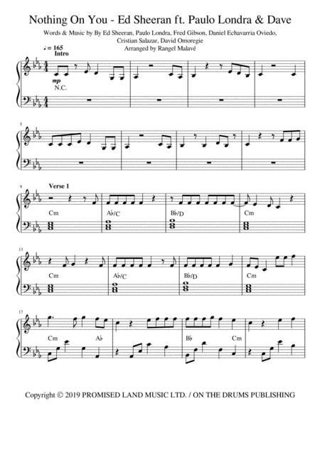 Nothing On You Ed Sheeran Piano Sheet Music