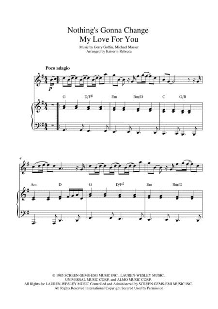 Free Sheet Music Nothings Gonna Change My Love For You Violin Solo And Piano Accompaniment With Chords