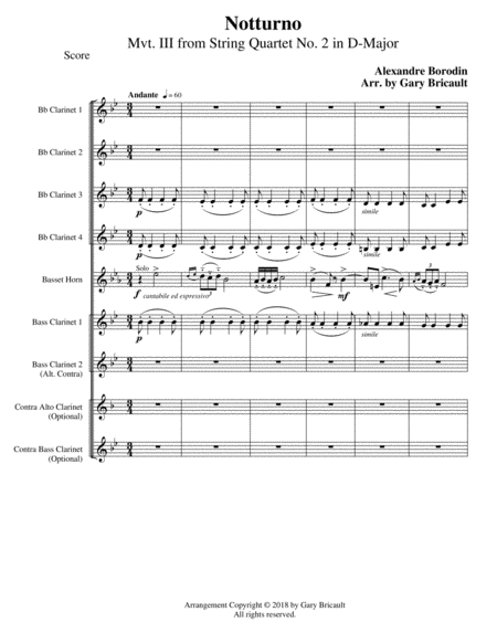 Free Sheet Music Notturno Mvt Iii From String Quartet No 2 In D Major