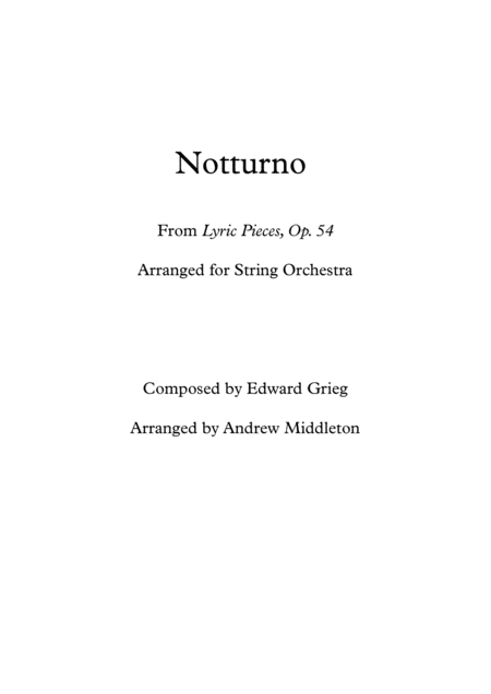 Notturno Op 54 Arranged For String Orchestra Sheet Music