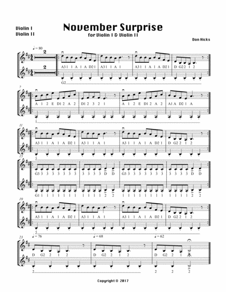 Free Sheet Music November Surprise