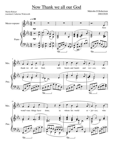 Free Sheet Music Now Thank We All Our God New Setting For Mezzo Piano