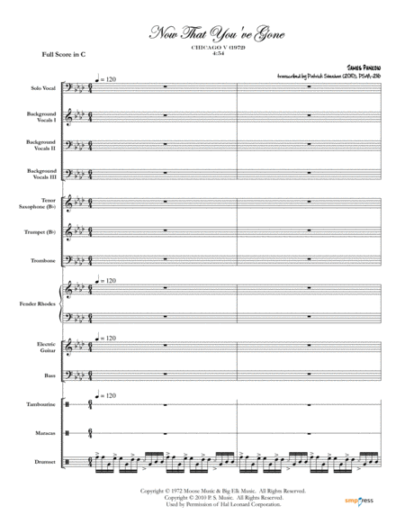 Now That You Ve Gone Chicago Complete Score Sheet Music