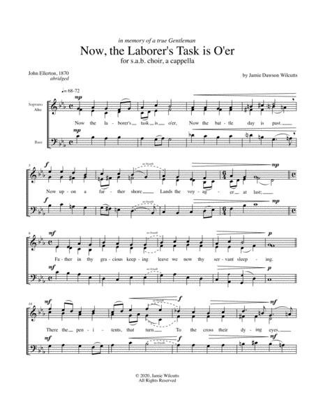 Now The Laborer Task Is O Er An Original A B Work Sheet Music